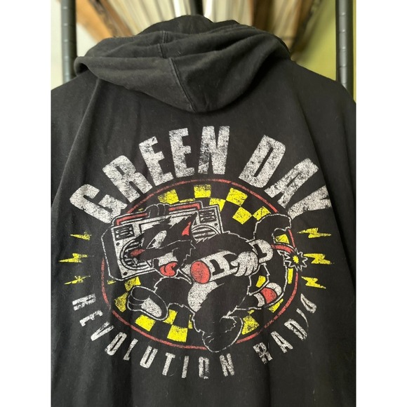 GD Lightning Bolt Graphic Full Zip Black Hoodie Sweatshirt, Green Day - Picture 8 of 8